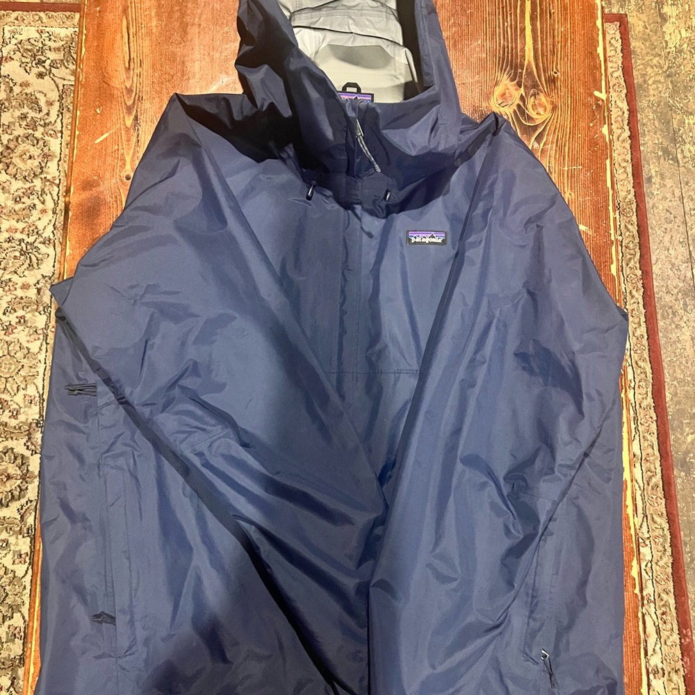 Patagonia Navy Hooded Rain Jacket